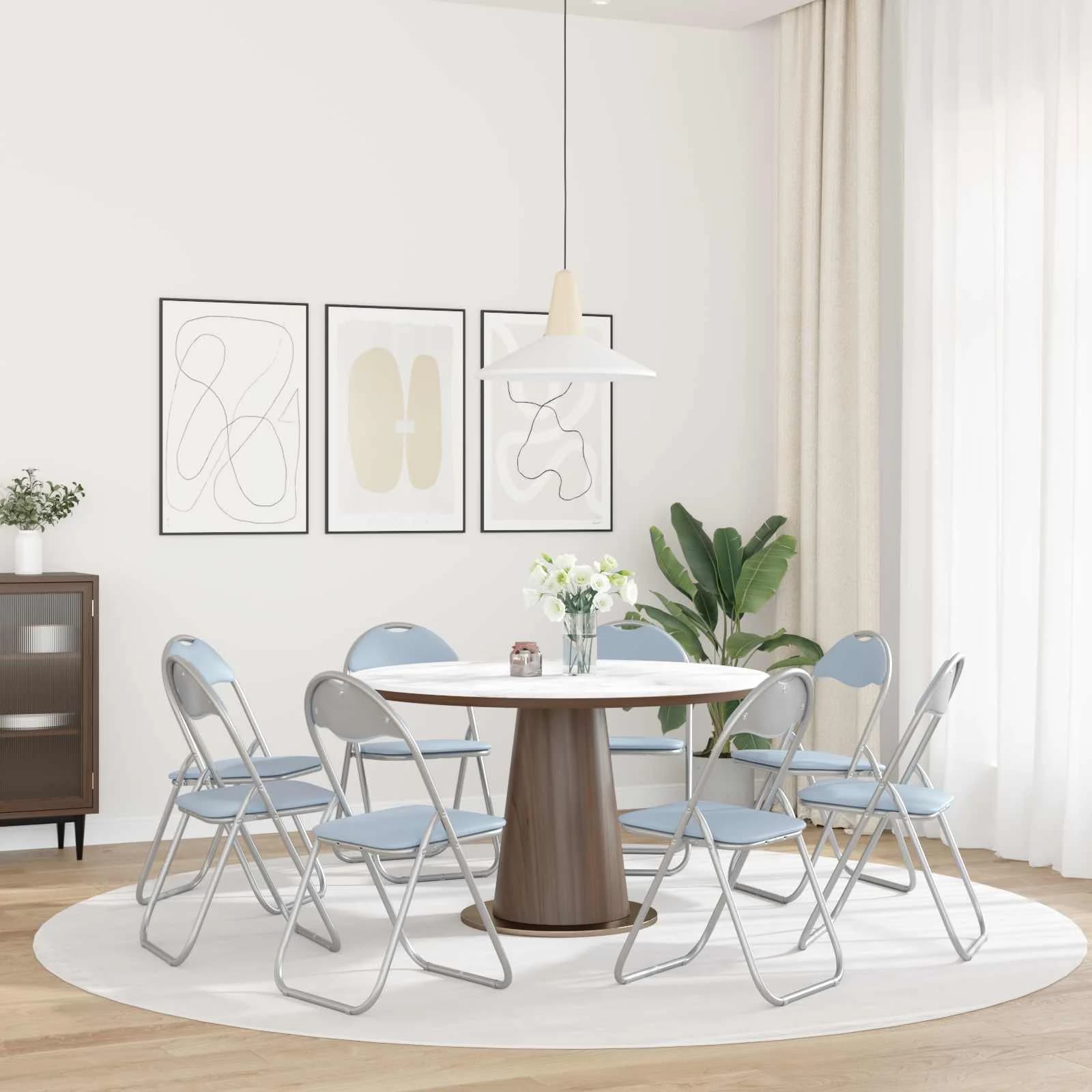 Zložljiva stolica 8 kos Umjetno usnje Siva 48 x 43,5 x 81 cm - slika 4