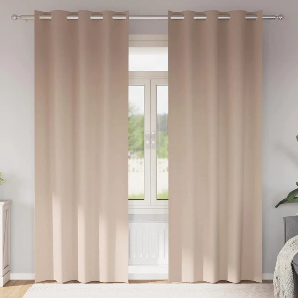 Zavese za zatemnitev z obroči 2 kos Taupe 225 x 140 cm