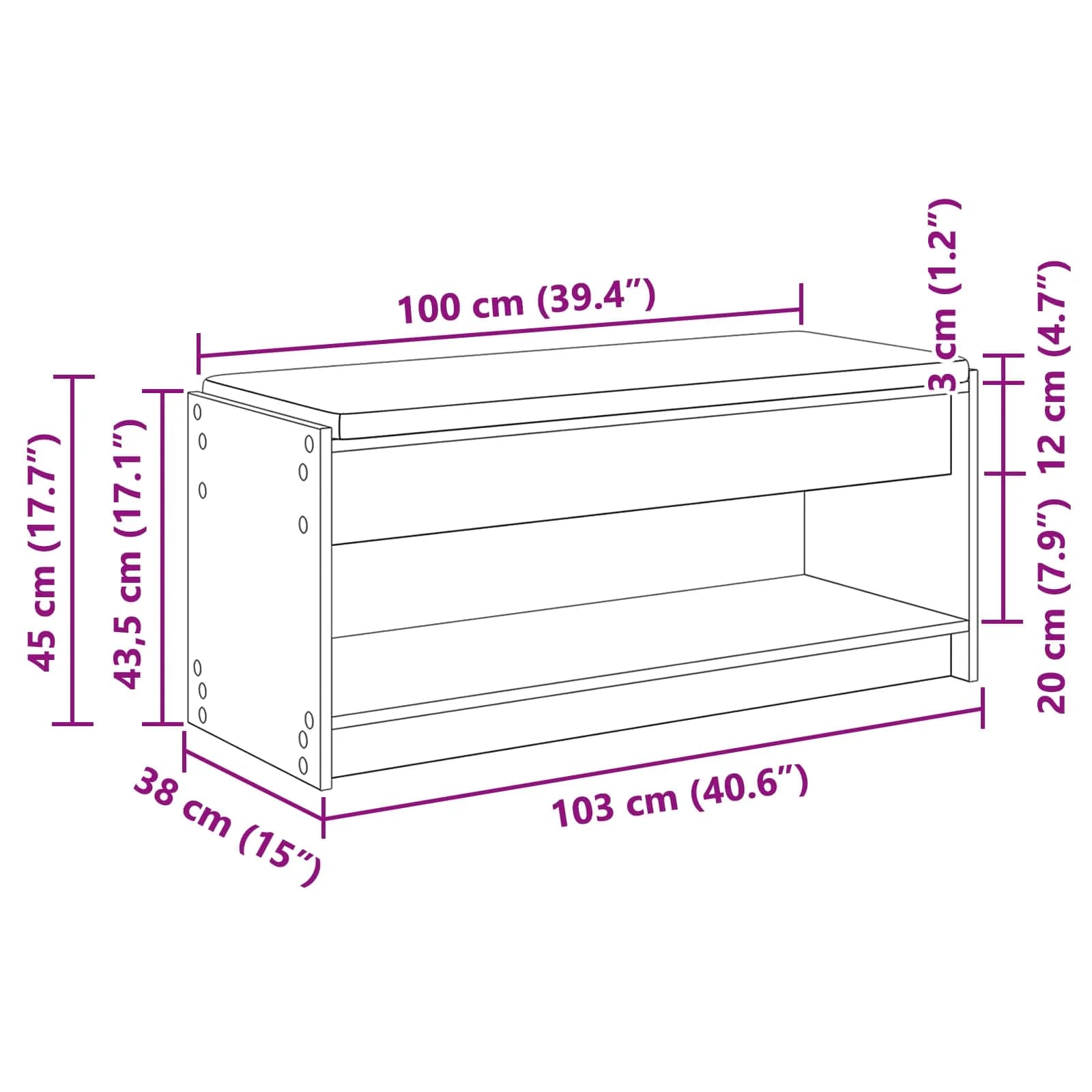 Haldna klop Bela 103 x 38 x 45 cm Oblikovan Les in Tkanina - slika 11