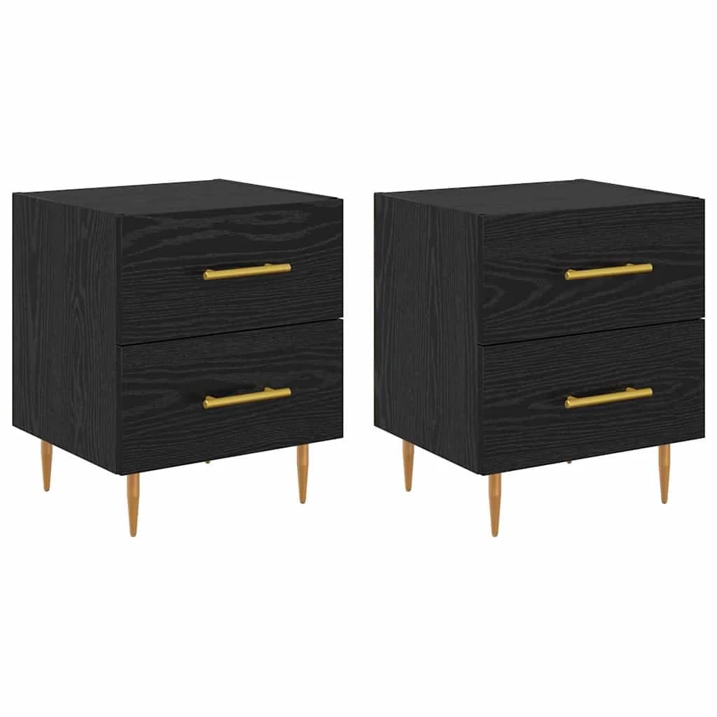 Nočna omarica 2 kos Črna Orehovina 40 x 35 x 47,5 cm - slika 2