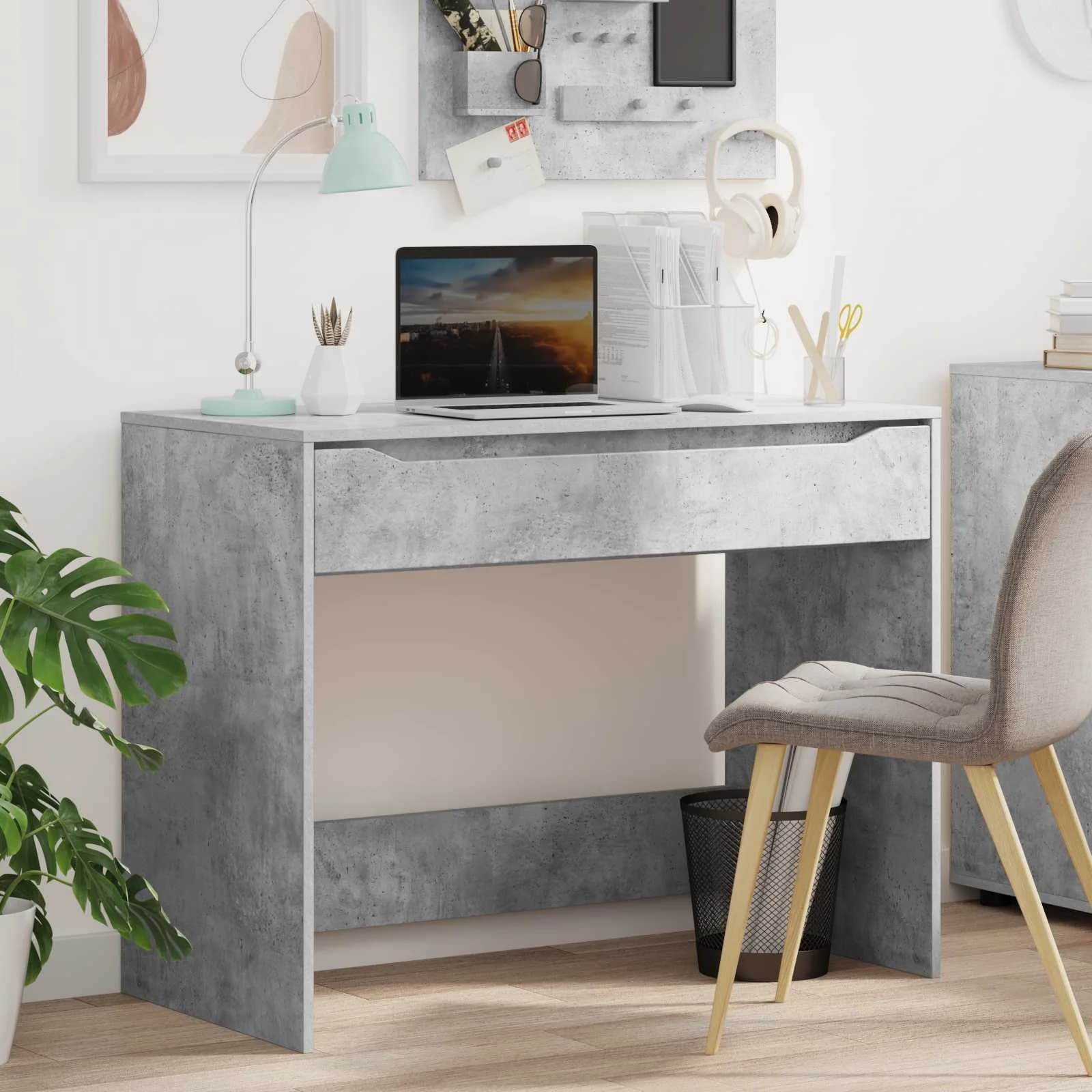 Miza s predalom Beton Siva 100 x 50 x 78 cm Konstruirano leseno