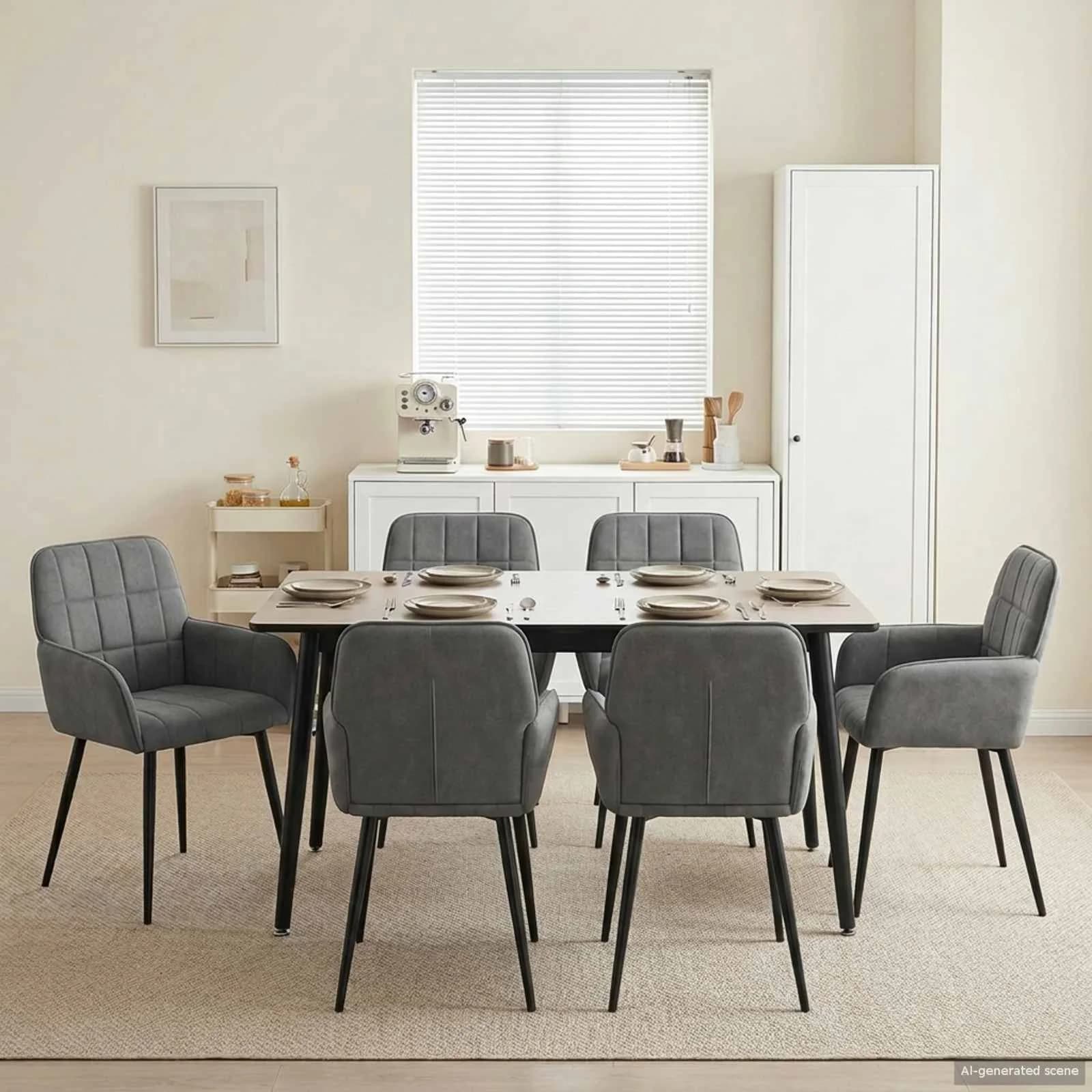 Jedilni stoli 6 kos Žamet Temno siva 57 x 50 x 85 cm