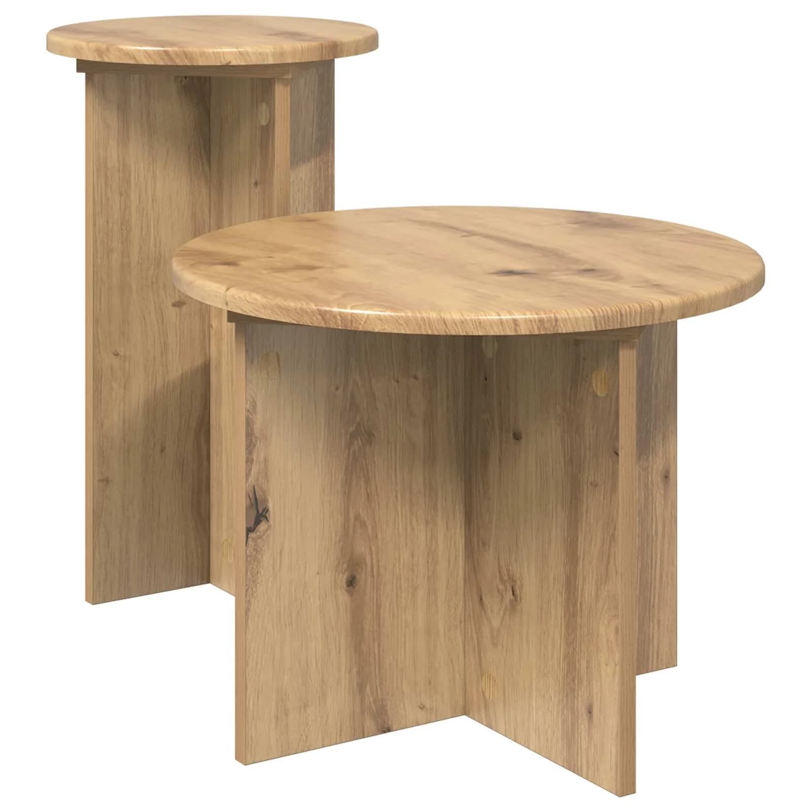 Komplet stranskih mizic 2 kos Artisan hrast Ø 45 x 35 cm - slika 2