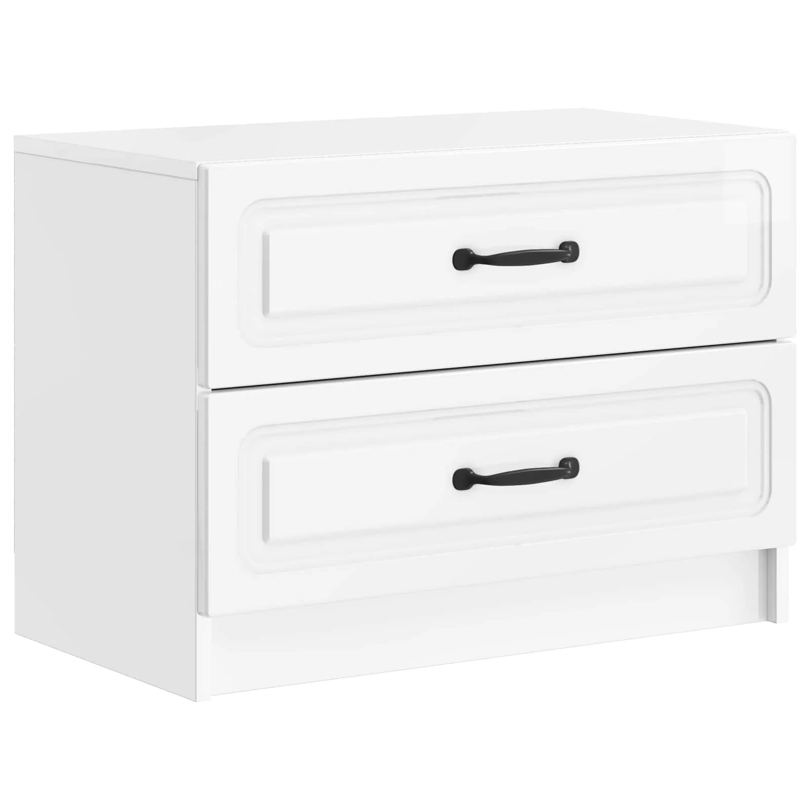 Nočna omarica s predalom Bela visok sijaj 62 x 34,5 x 44,5 cm - slika 2
