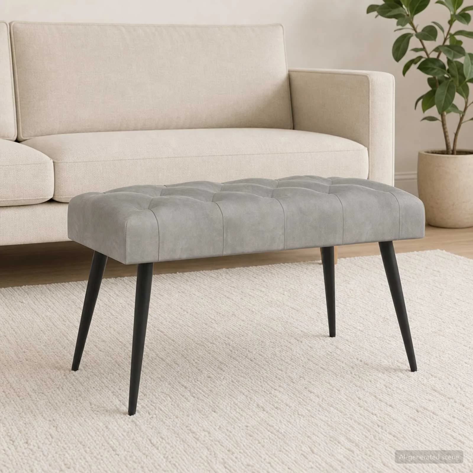 Klop s gumbnim oblazinjenjem Svetlo siva 80 x 40 x 46 cm Žamet - slika 3