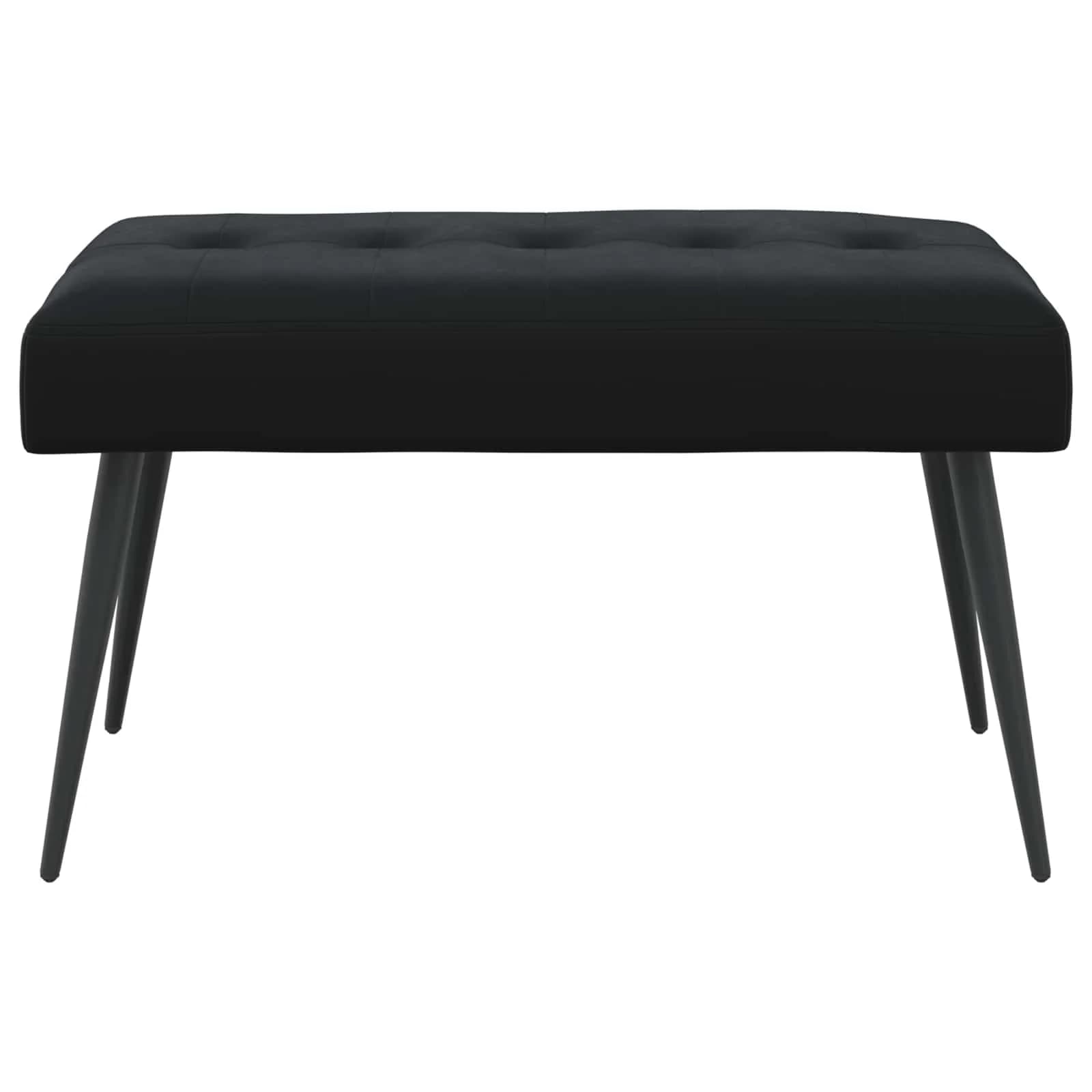 Klop s gumbnim oblazinjenjem Črna 80 x 40 x 46 cm Žamet - slika 5
