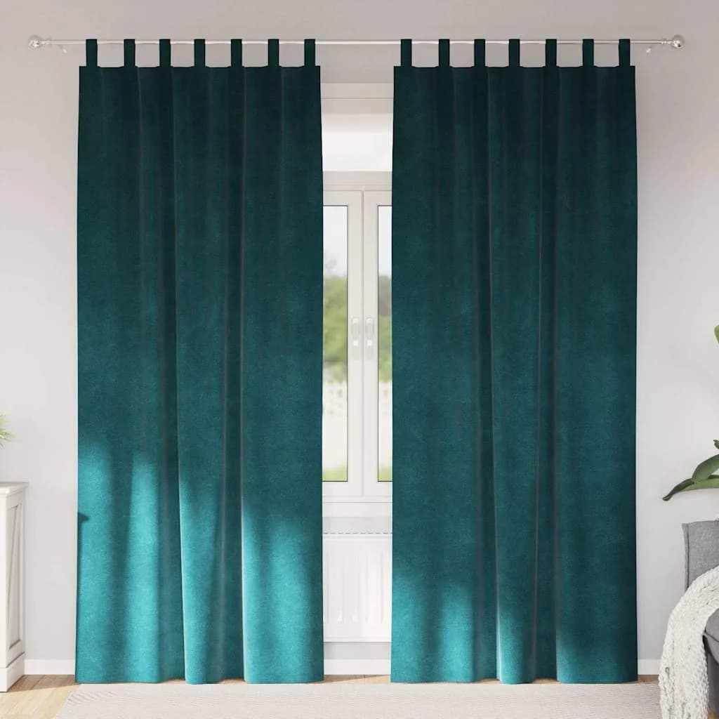 Zatemnitvene zavese 2 kos Temno zelena 140 x 225 cm Žamet