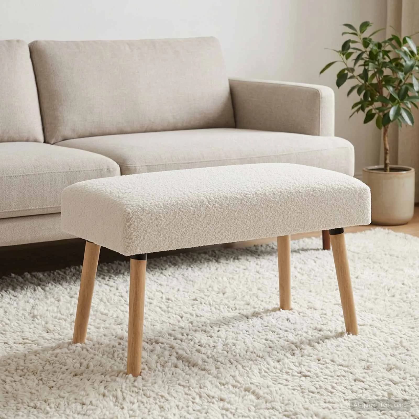 klop Enobarvno Krem 80 x 40 x 46 cm Bouclé