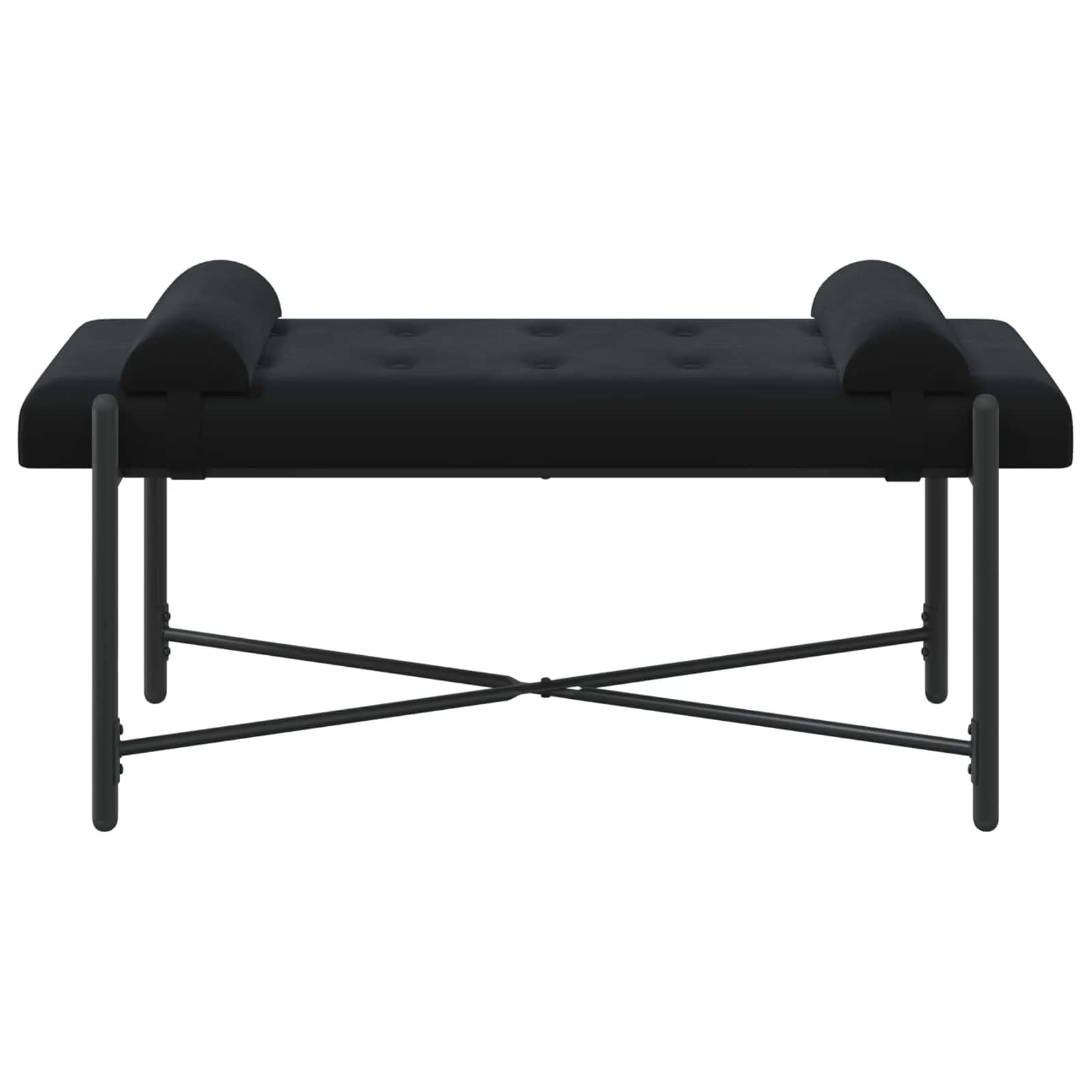Klubska klop z gumbi in vzglavniki Črna 110 x 40 x 46 cm Žamet - slika 6