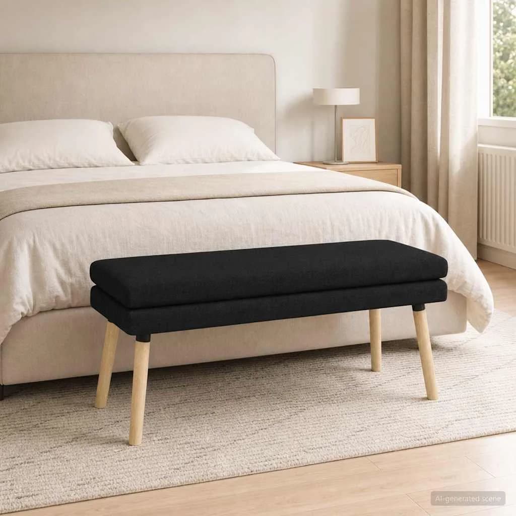 Dvojna klop Črna 110 x 40 x 47 cm Blago - slika 3