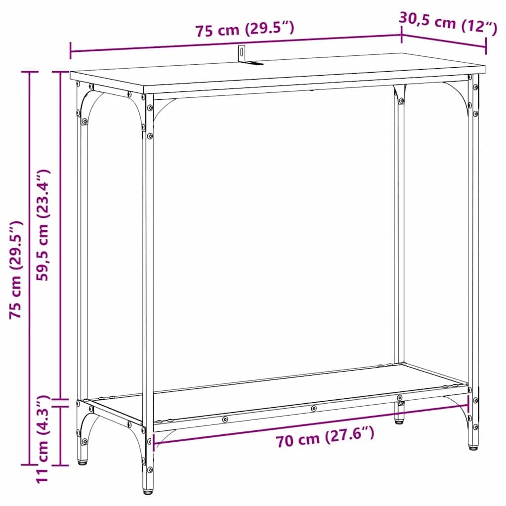 Konzolna miza Črni hrast 75 x 30.5 x 75 cm Inženirski les - slika 12