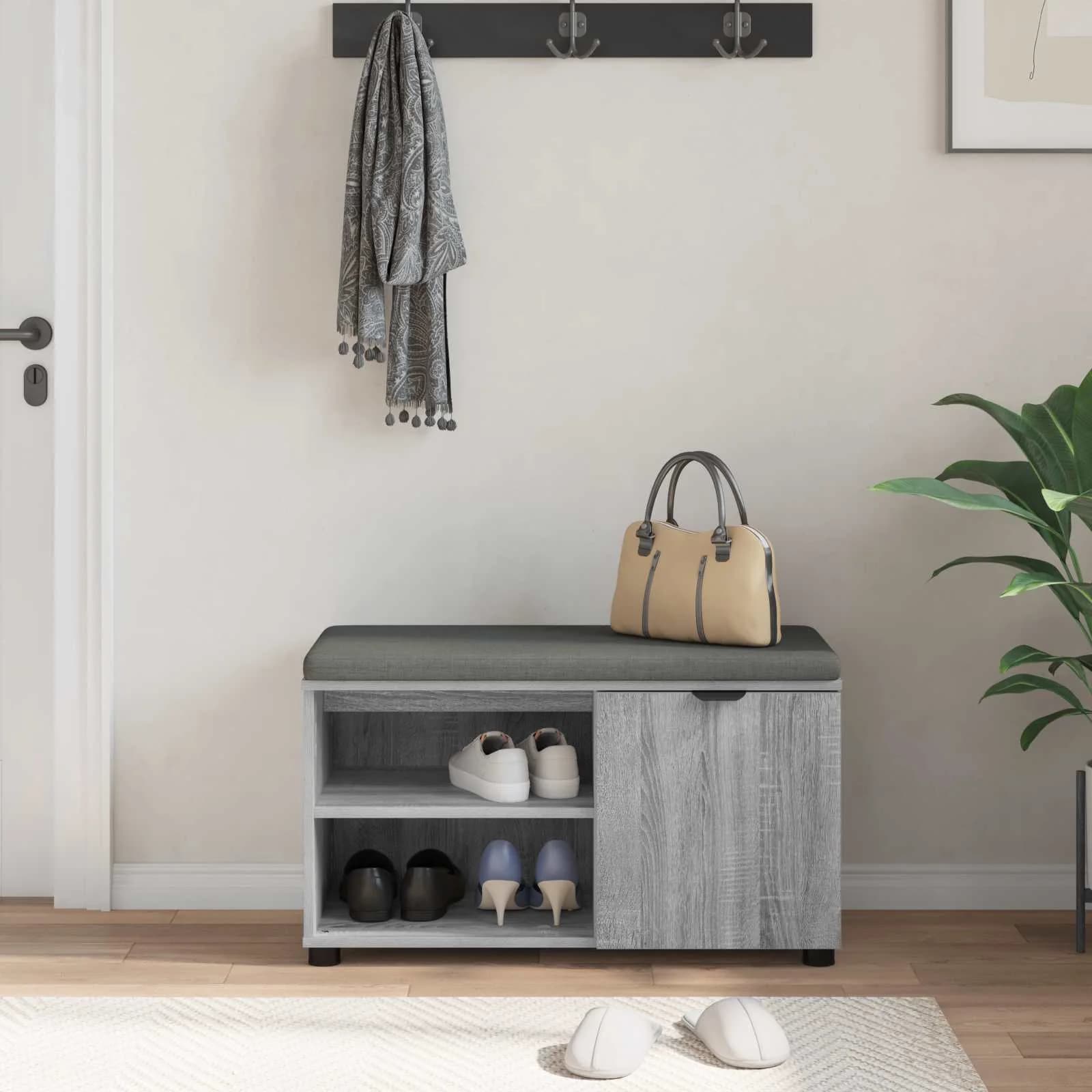 Haldna klop z blazino s polico Siva Sonoma 80 x 38 x 46 cm - slika 4