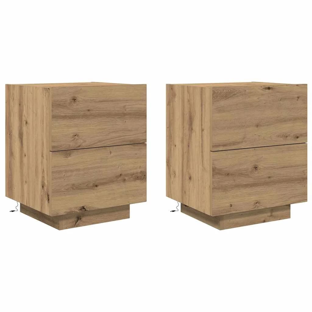 Nočna omarica 2 kos Umetni hrast 45 x 40 x 55 cm Inženirski les - slika 2