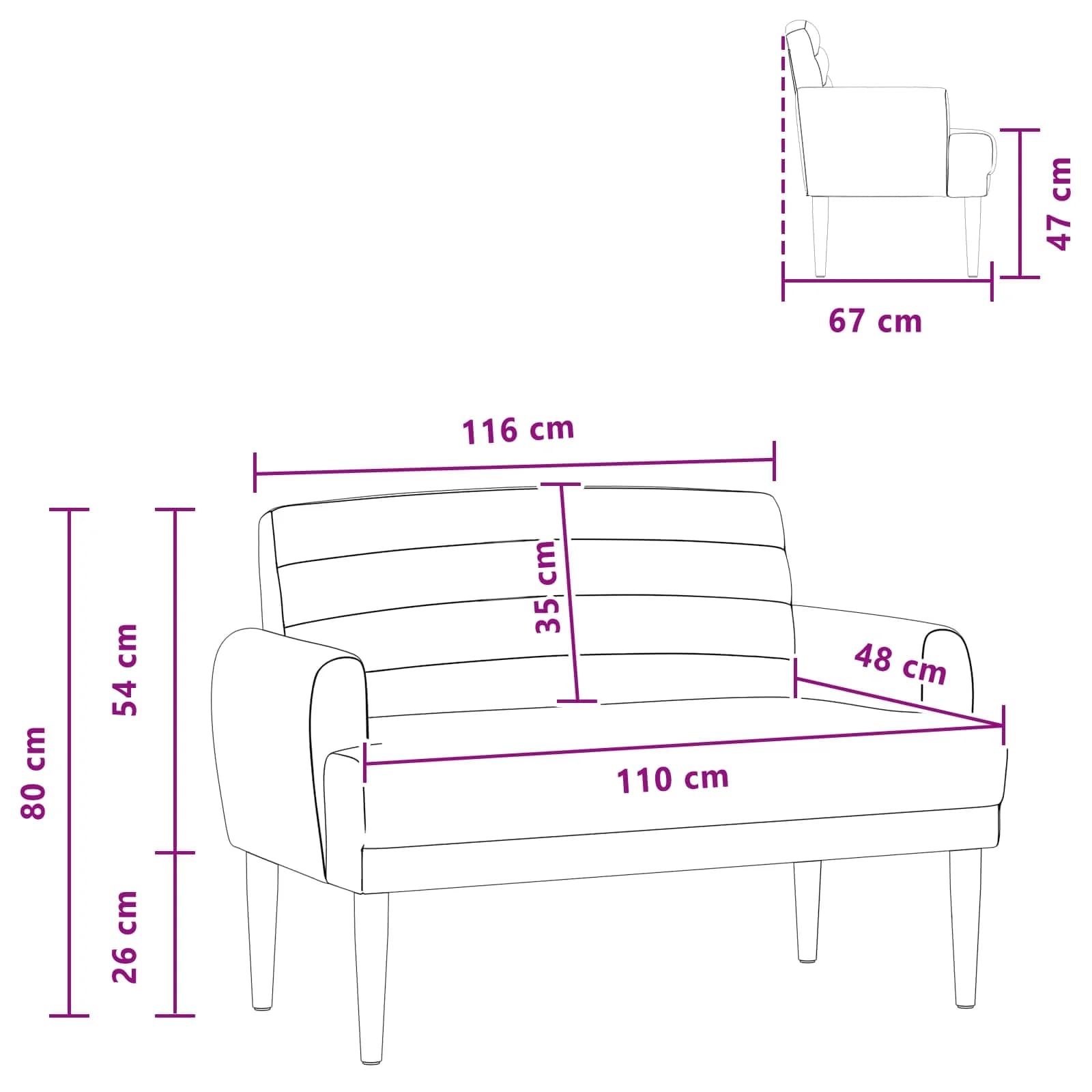Dvojnica s gumbi Krem 116 x 67 x 80 cm Blago - slika 10