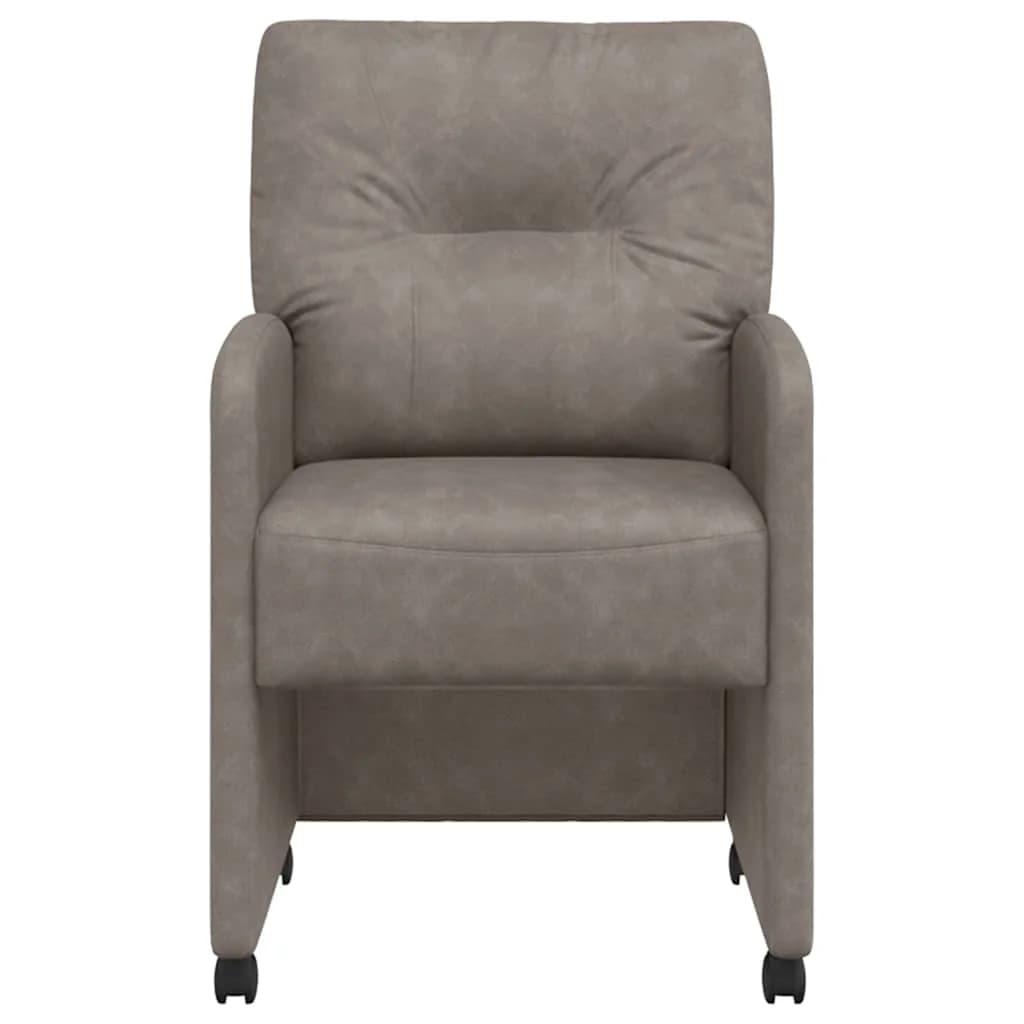 Jedilni stoli s kolesi 2 kos Umetna koža Siva 57 x 67 x 95 cm - slika 4