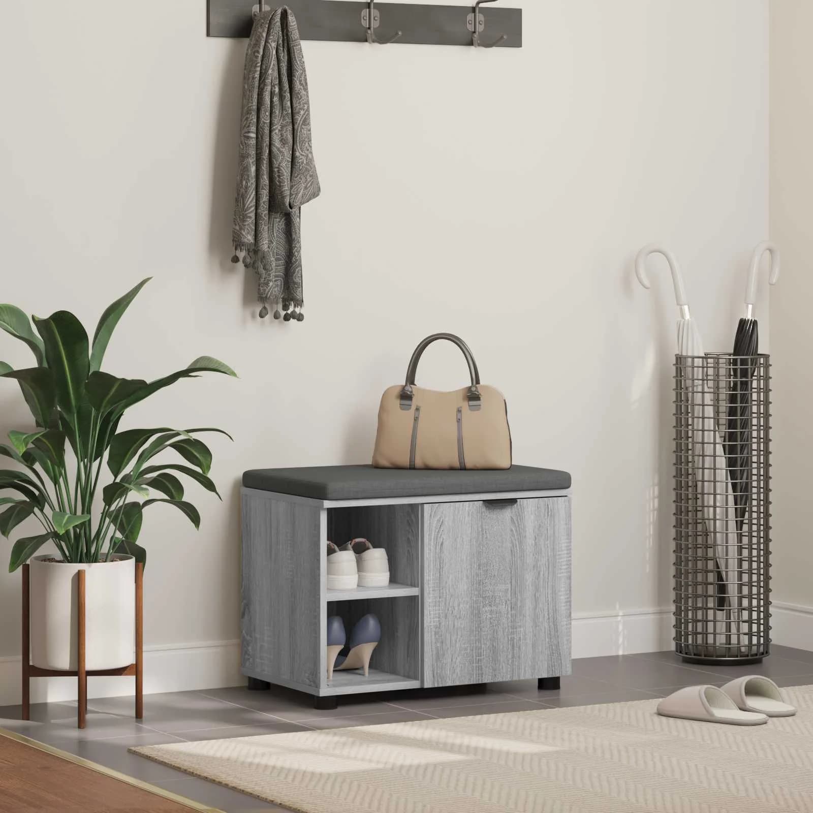 Haldna klop z blazino s polico Siva Sonoma 60 x 38 x 46 cm
