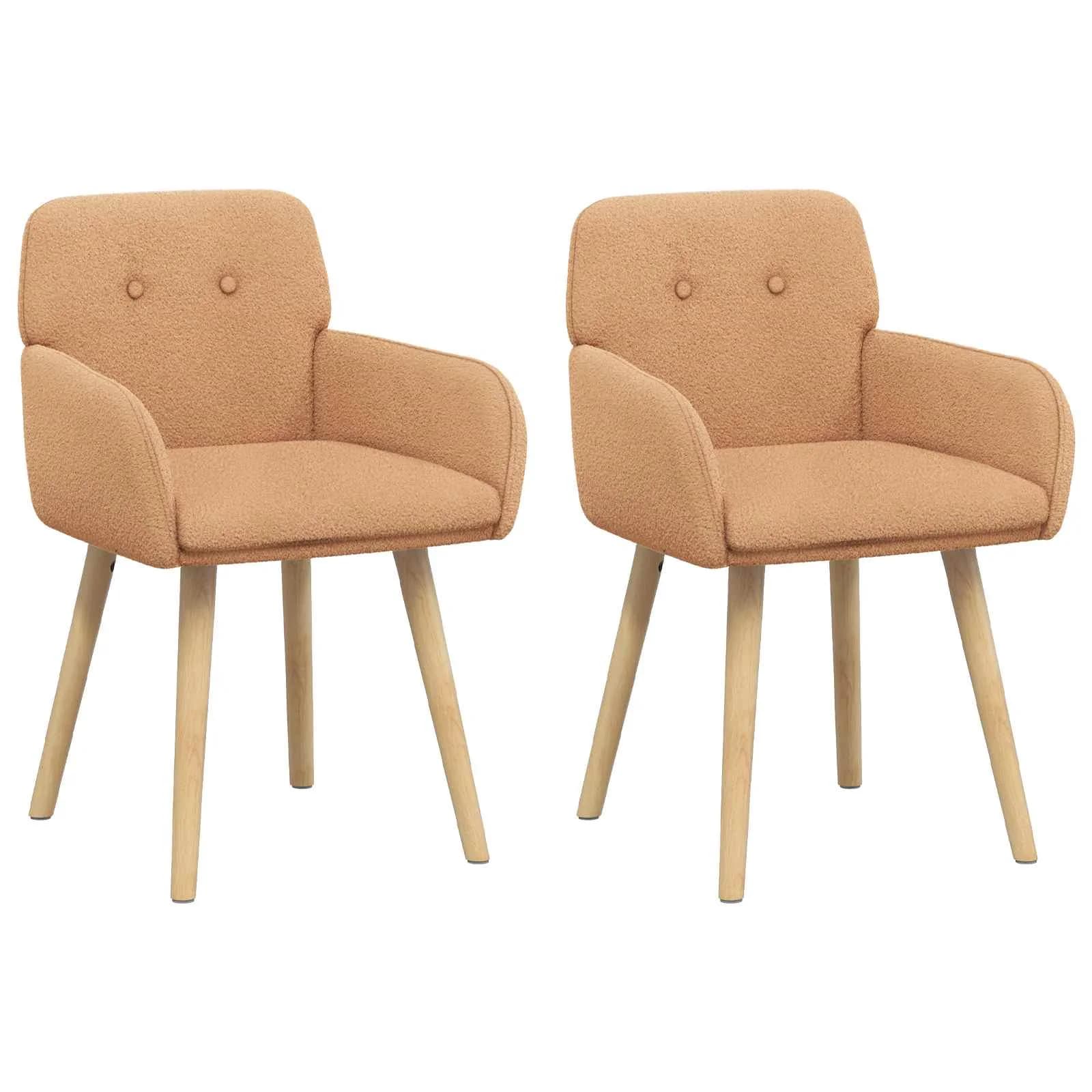 Jedilni stoli 2 kos Bouclé Bež 59 x 57 x 85 cm - slika 2