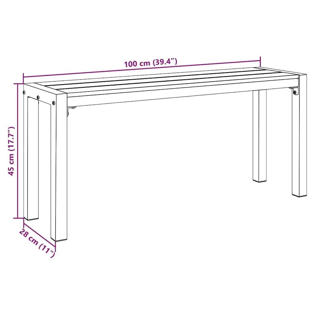 Vrtna klop Črna 100 x 28 x 45 cm Jeklo - slika 7