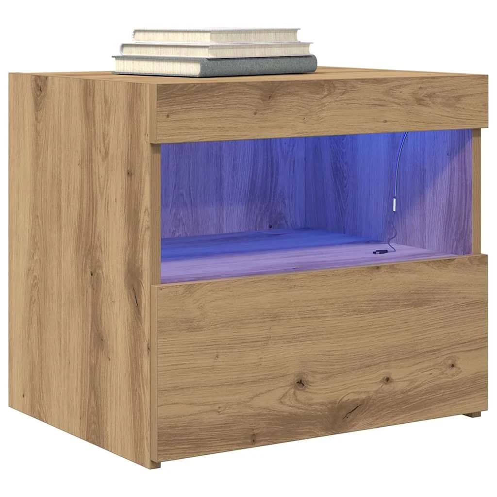 Nočna omarica 2 kos Umetni hrast 50 x 40 x 45 cm Inženirski les - slika 3