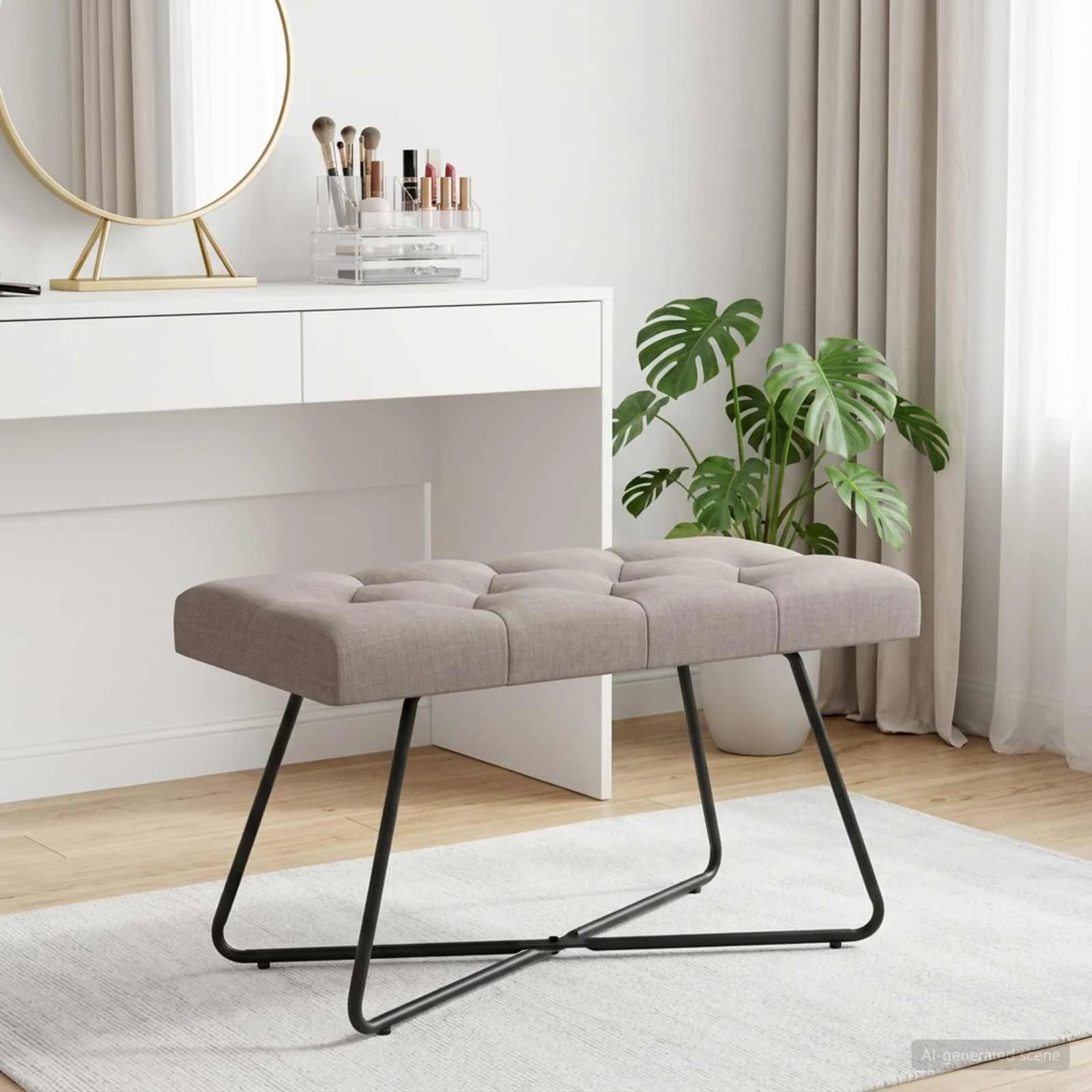 Klop s gumbnim oblazinjenjem Taupe 80 x 40 x 46 cm Blago