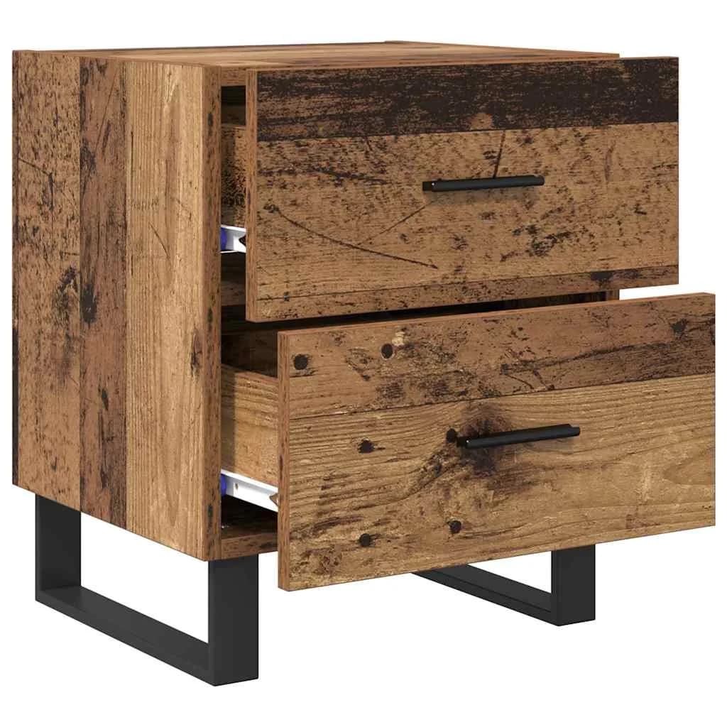 Nočna omarica 2 kos Staro les in črna 40 x 35 x 47,5 cm - slika 5