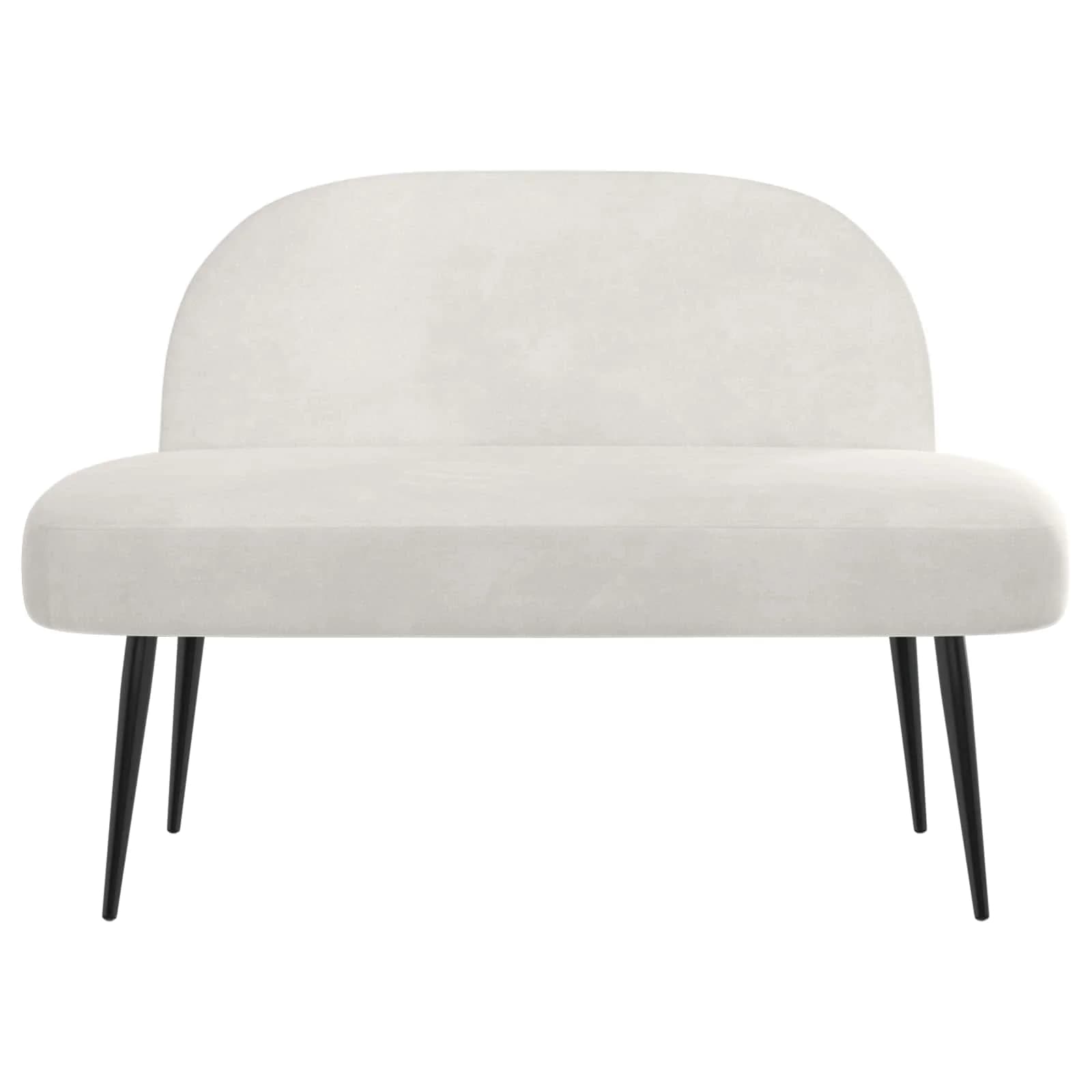 Oblazinjena klop z naslonom Krem 110 x 60 x 76 cm Žamet - slika 3