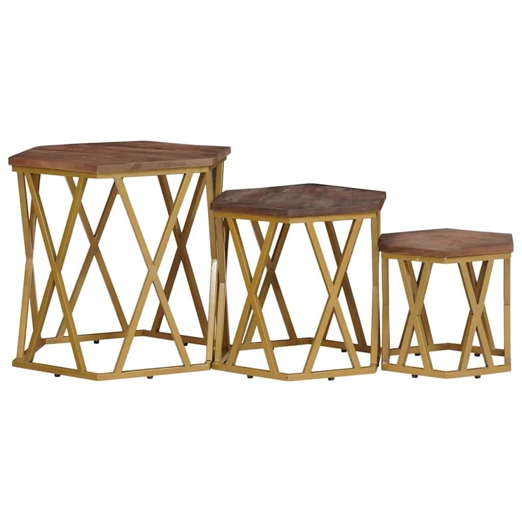 Klubske mizice Rjava 55 x 55 x 50 cm Masiven les manga - slika 7