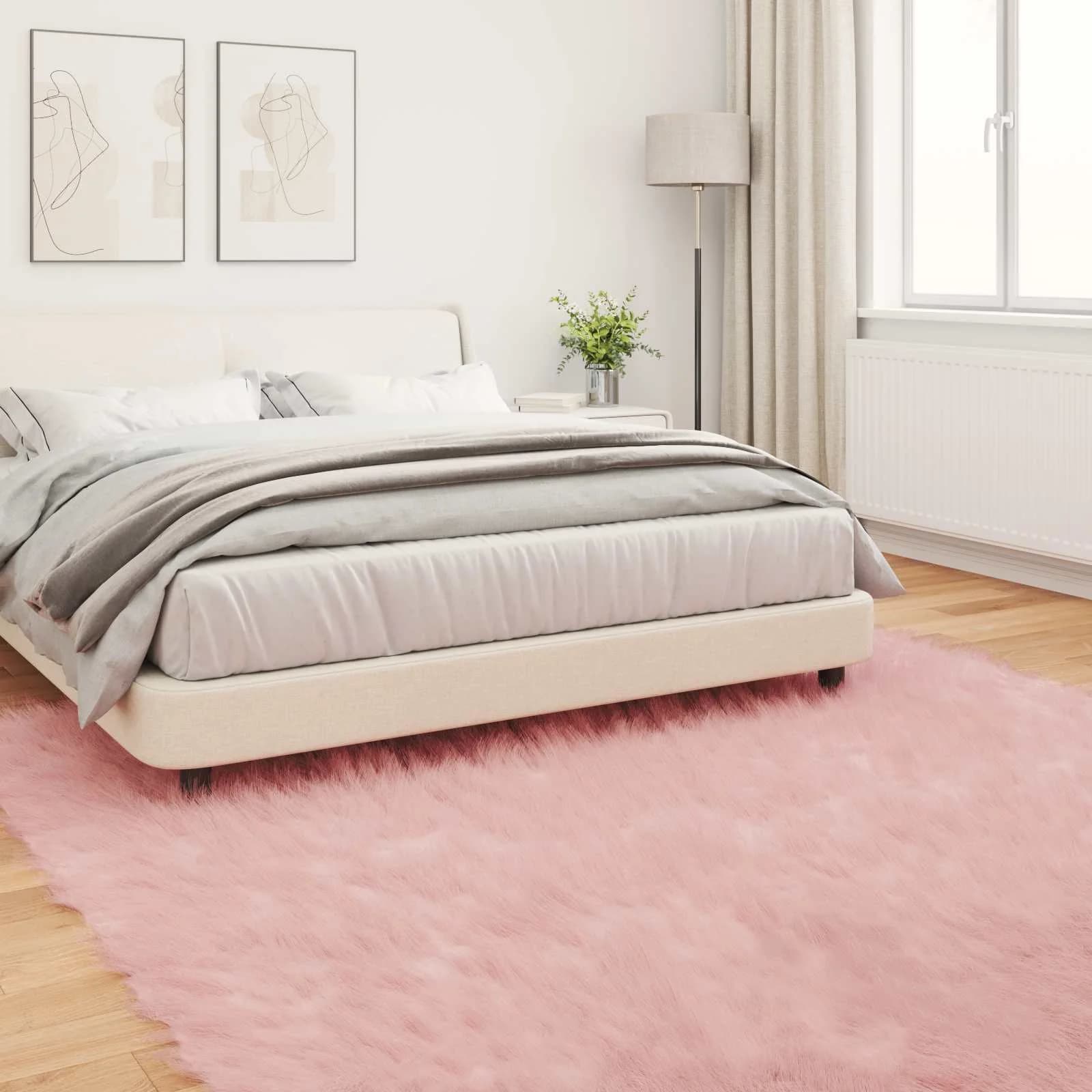 Preproga iz umetnega ovčjega krzna TAFALLA Roza 240 x 240 cm - slika 4