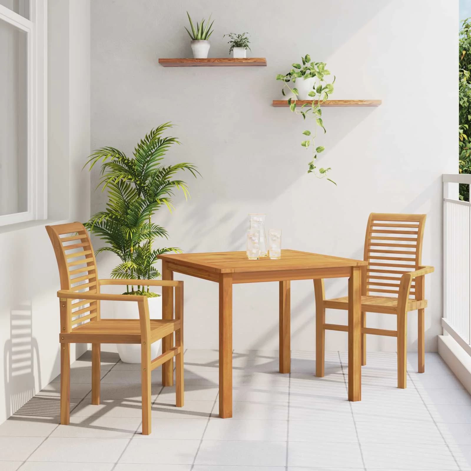 Jedilni stol 2 kos Trden tikov les Rjava 62 x 55 x 94 cm