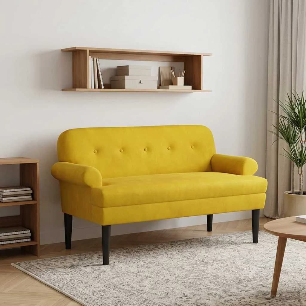 Dvojnica s gumbi Rumena 120 x 66 x 78 cm Žamet