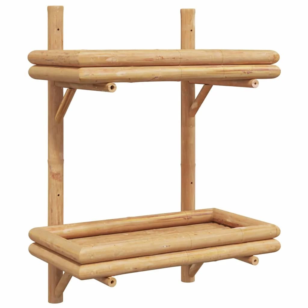 Stenska polica s polico Rjava 39 x 26 x 60 cm Bambus - slika 2