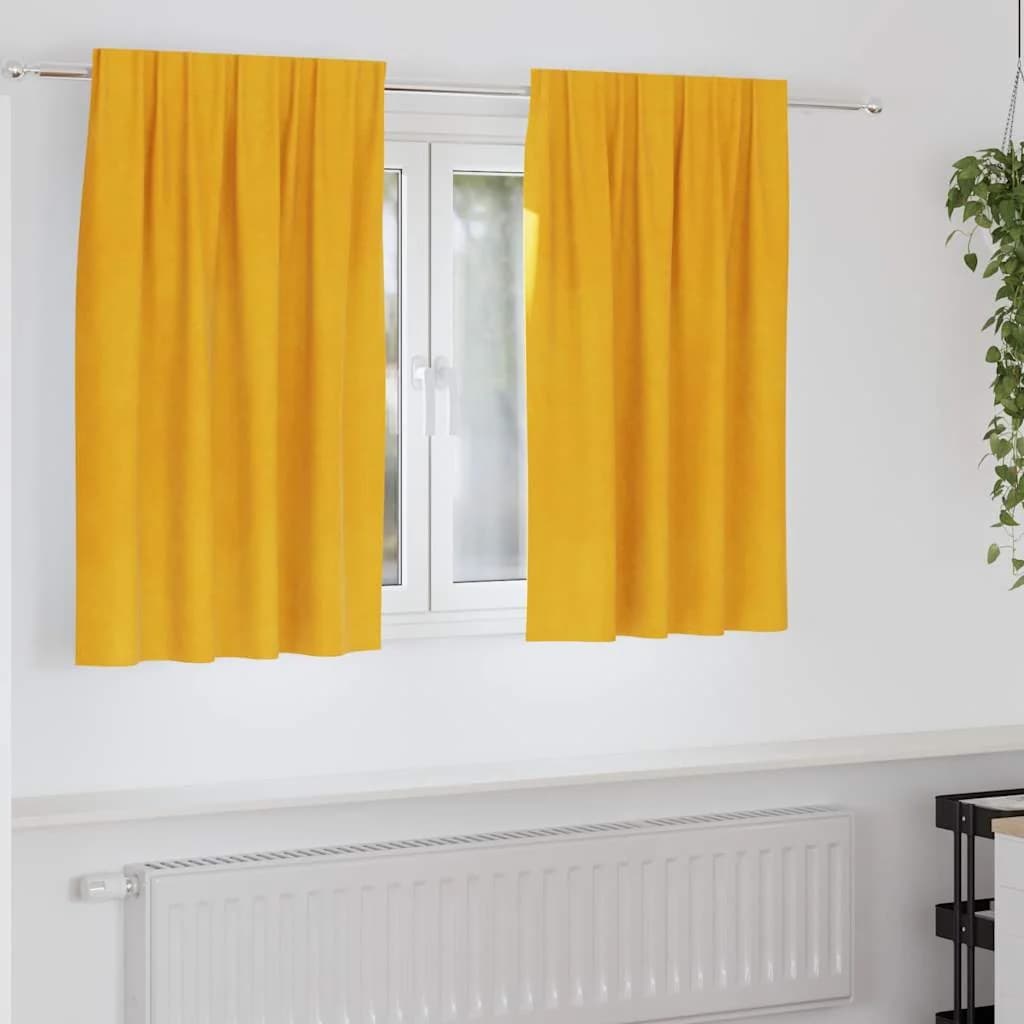 Zatemnitvene zavese 2 kos Gorčična rumena 140 x 140 cm Žamet
