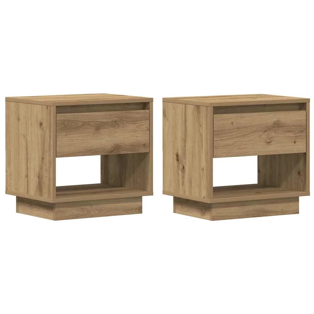 Nočna omarica 2 kos Umetni hrast 45 x 34 x 44 cm Inženirski les - slika 2