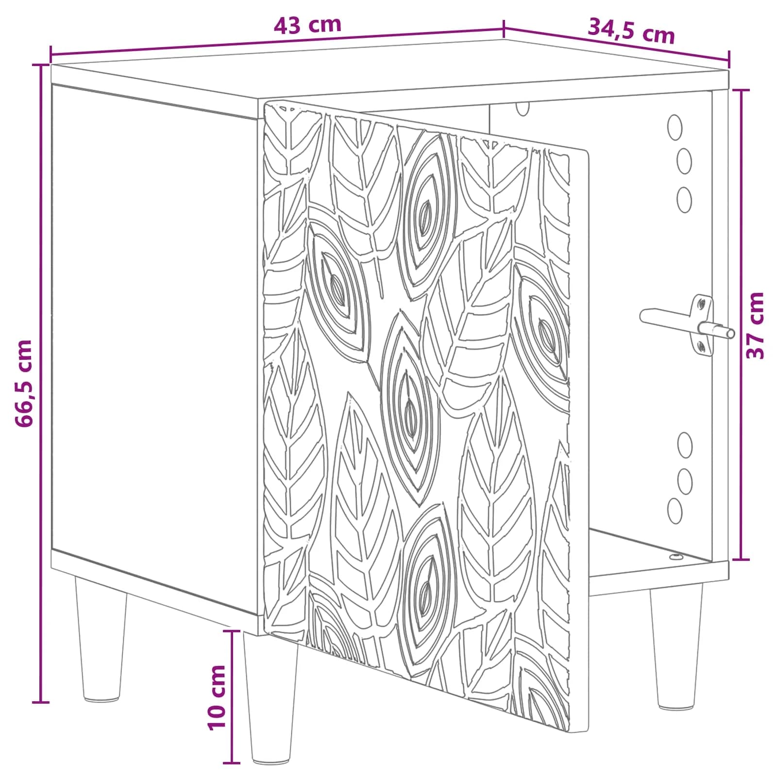 Nočna omarica Star les 43 x 34,5 x 50 cm Inženirski les - slika 10
