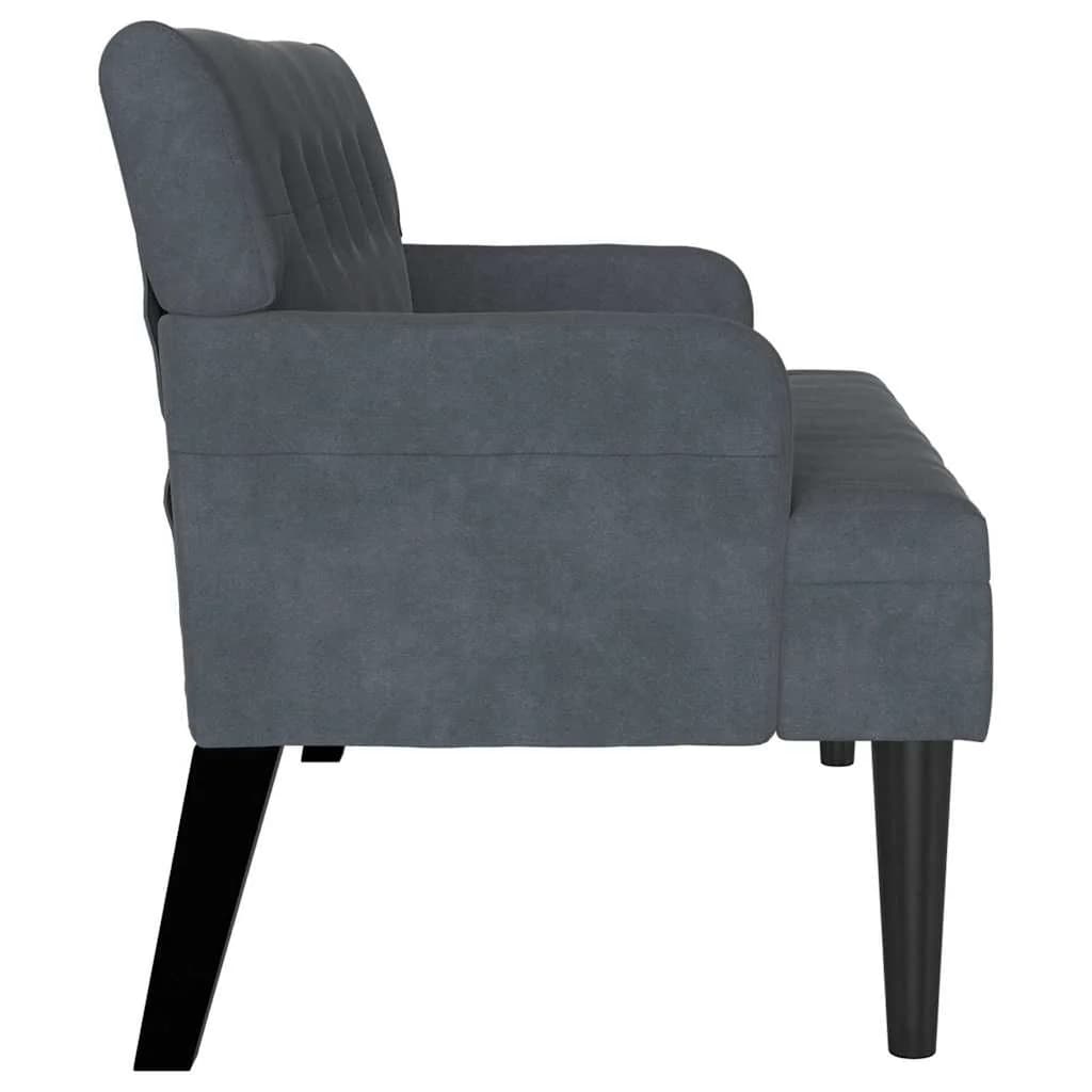 Chesterfield klop Temno siva 112 x 65,5 x 75 cm Žamet - slika 5