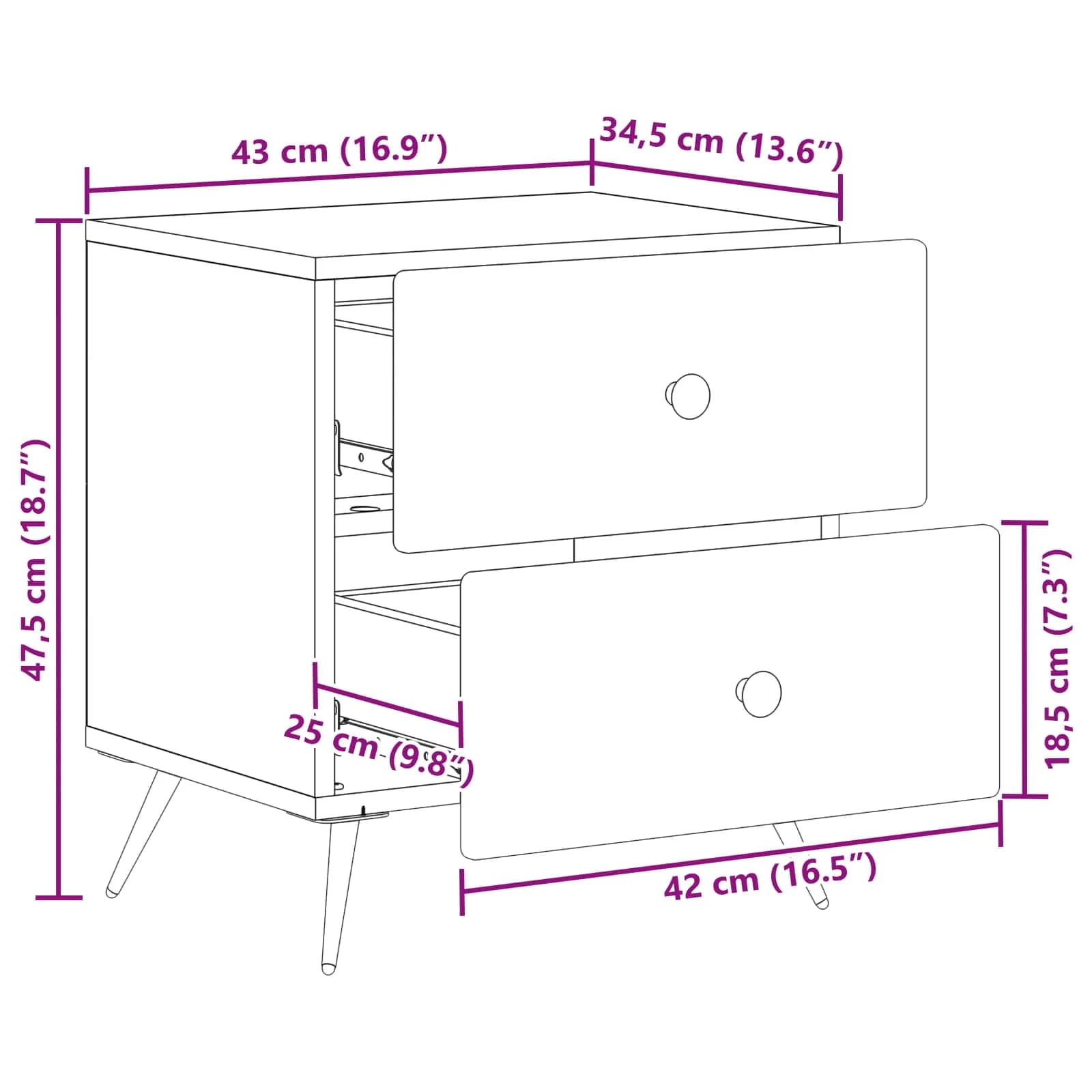 Nočna omarica Artisan hrast 43 x 34,5 x 47,5 cm Inženirski les - slika 11