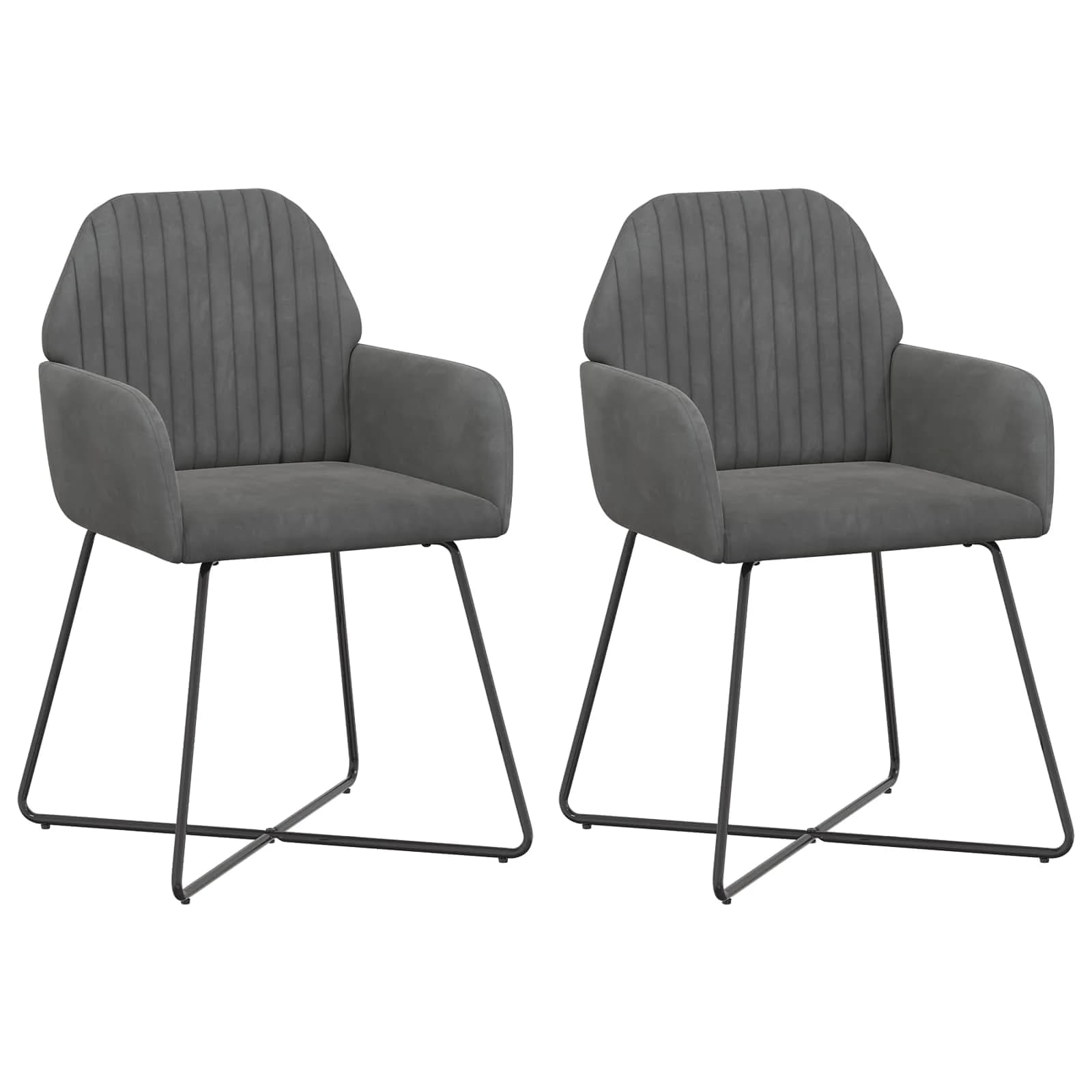 Jedilni stoli 2 kos Žamet Temno siva 55 x 50 x 84 cm - slika 2