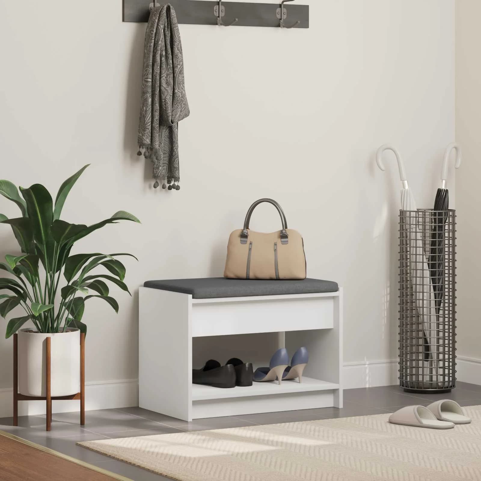 Haldna klop Bela 63 x 38 x 45 cm Oblikovan Les in Tkanina