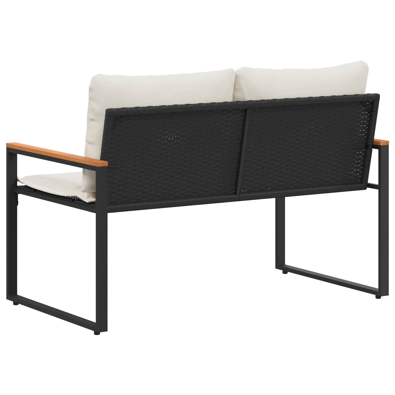 klop z blazino Črna in krem bela 115 x 65 x 72 cm Ratan - slika 7