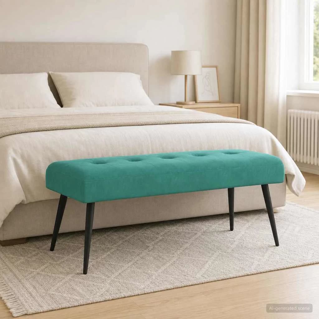 Klop s gumbnim oblazinjenjem Turkizna 110 x 40 x 46 cm Žamet - slika 4