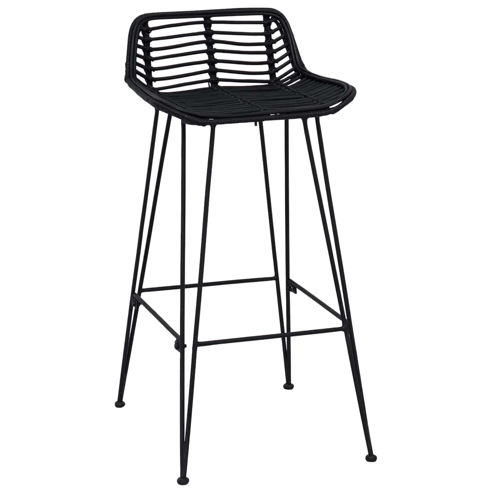 Barski stol 2 pcs Črna 44 x 46 x 91 cm Rattan in jeklo - slika 4