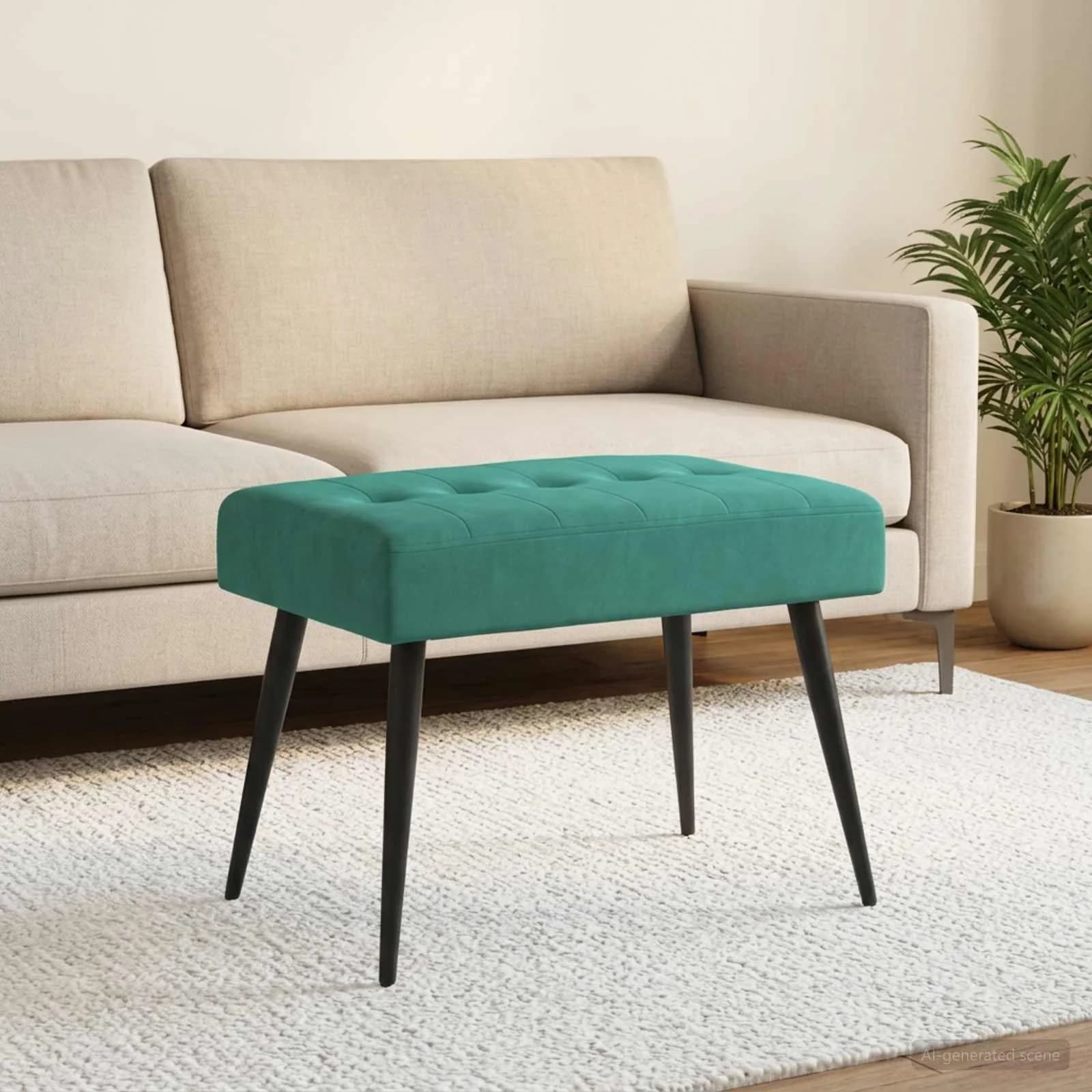 Klop s gumbnim oblazinjenjem Turkizna 60 x 40 x 45 cm Žamet - slika 3