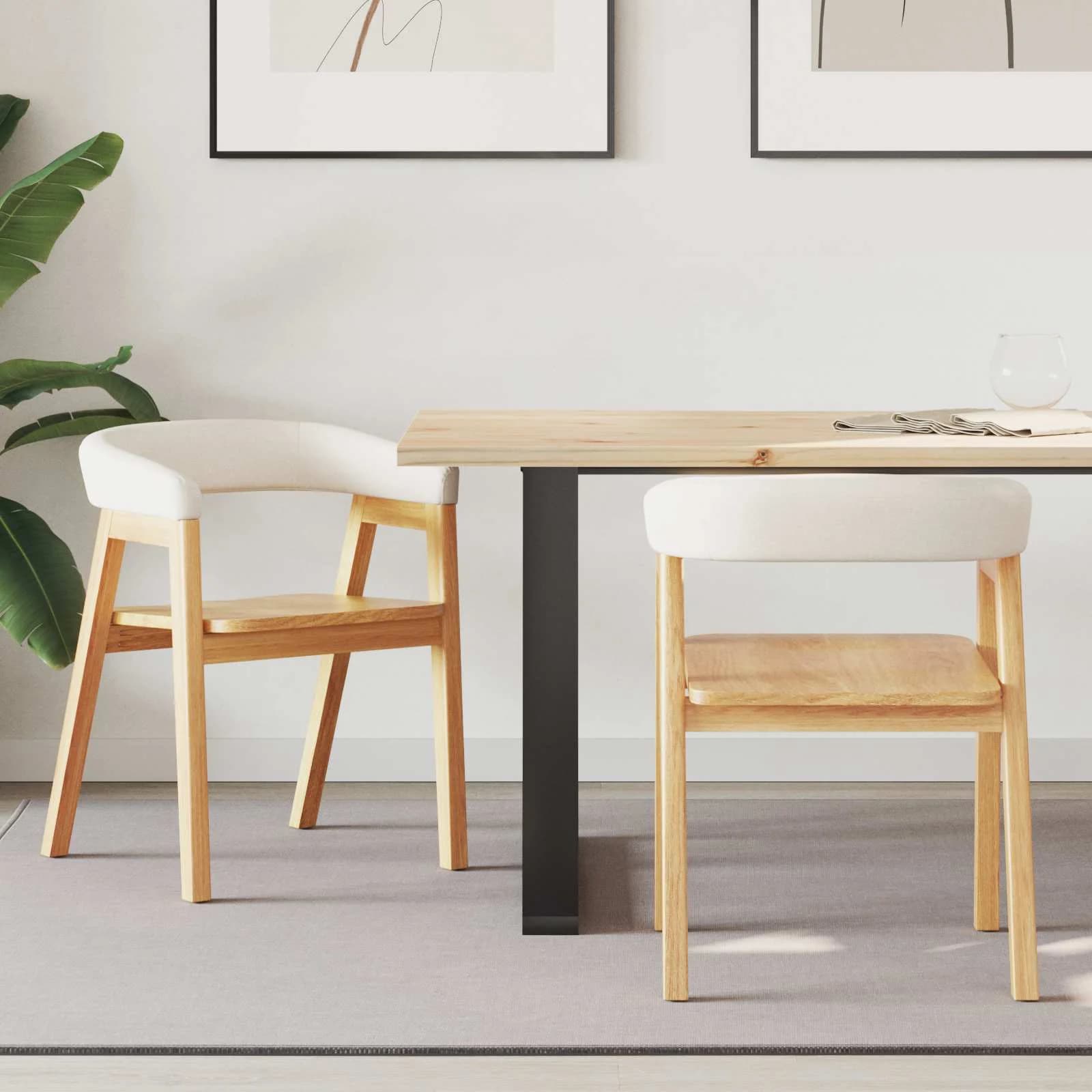 Jedilni stoli 2 kos Masivno gumovo les Naravna 54 x 57 x 73 cm