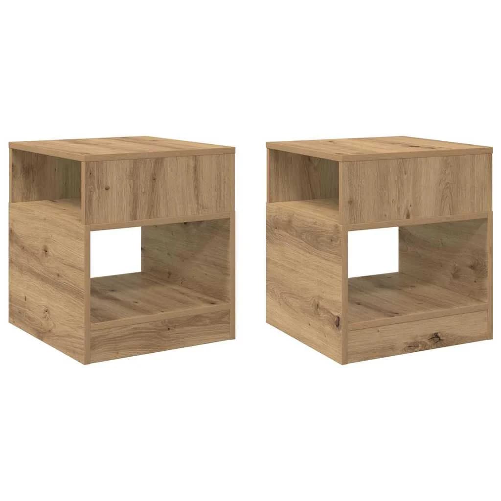 Stranska miza 2 kos Umetni hrast 40,5 x 40 x 45 cm - slika 2