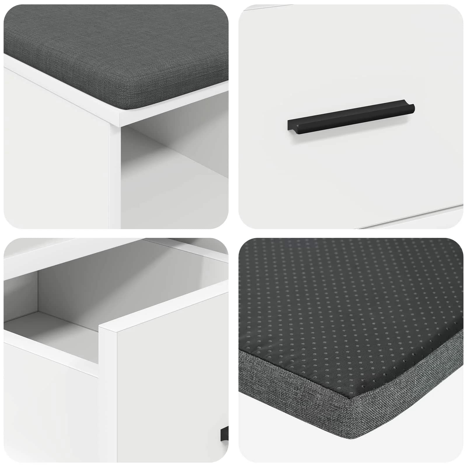 Haldna klop Bela 60 x 38 x 46 cm Oblikovan Les in Tkanina - slika 9