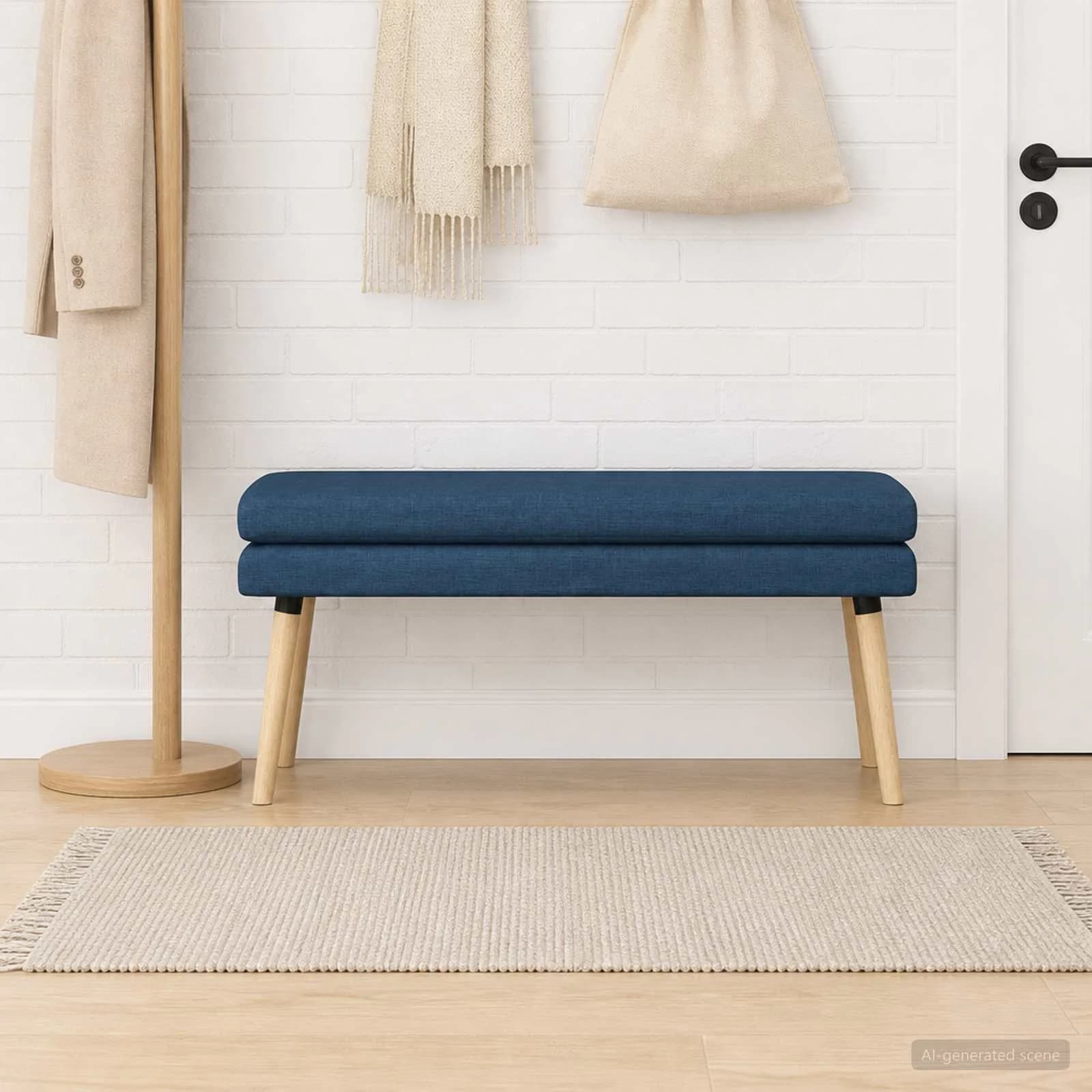 Dvojna klop Modra 110 x 40 x 47 cm Blago - slika 3