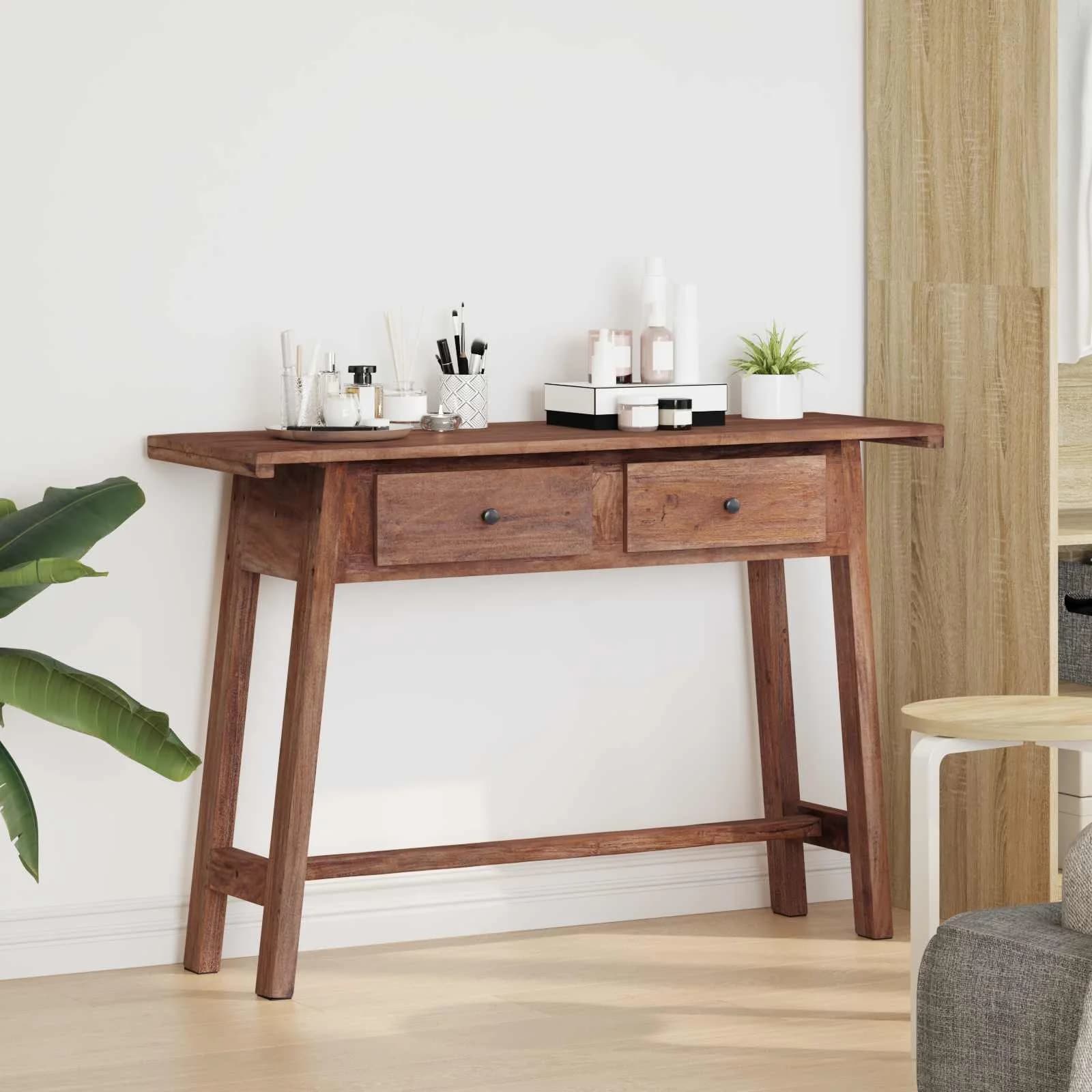 Miza s predalom Rjava 110 x 30 x 79 cm Masivni mahagonijev les - slika 3