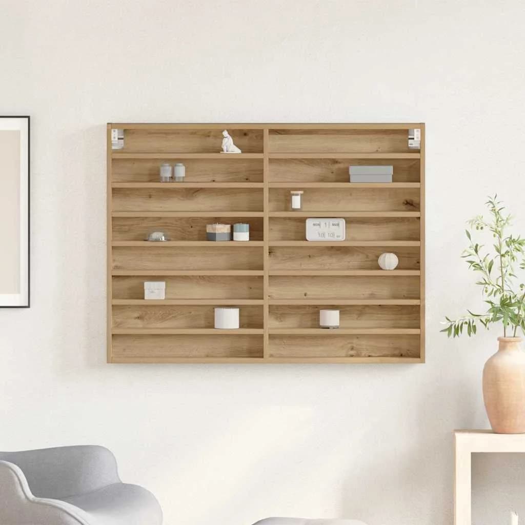 Razstavna omara Montaža za steno Umetni hrast 100 x 8,5 x 75 cm - slika 4