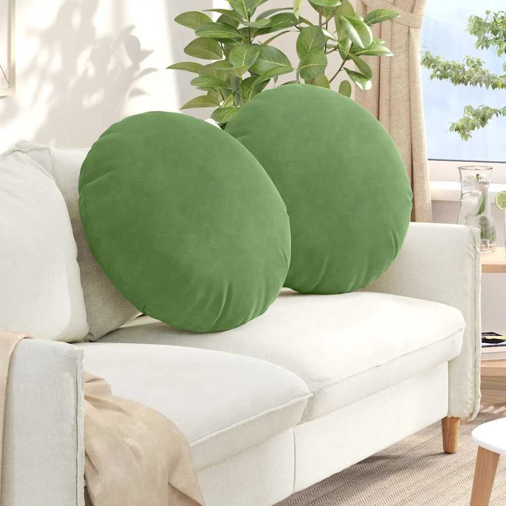 Sedežne blazine 2 pcs Svetlo zelena Ø 40 x 13 cm Žamet