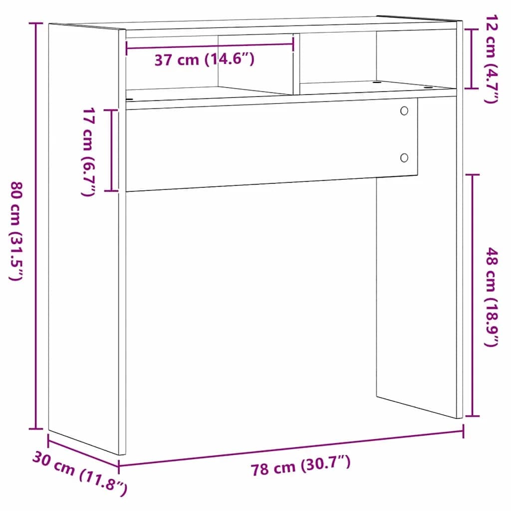 Konzolna miza Črna Orehovina 78 x 30 x 80 cm Inženirski les - slika 11
